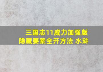 三国志11威力加强版隐藏要素全开方法 水浒